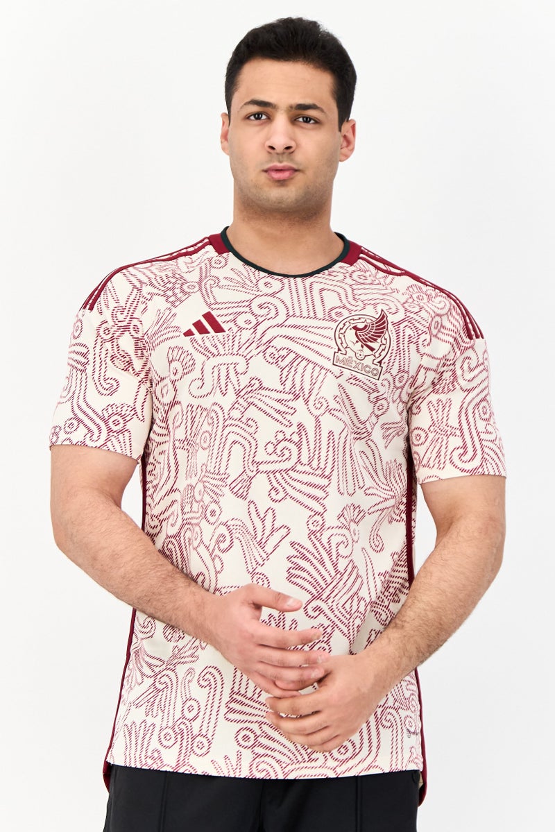 Adidas Men Sportswear Fit Short Sleeve Mexico Football Jersey, Beige - Image 1
