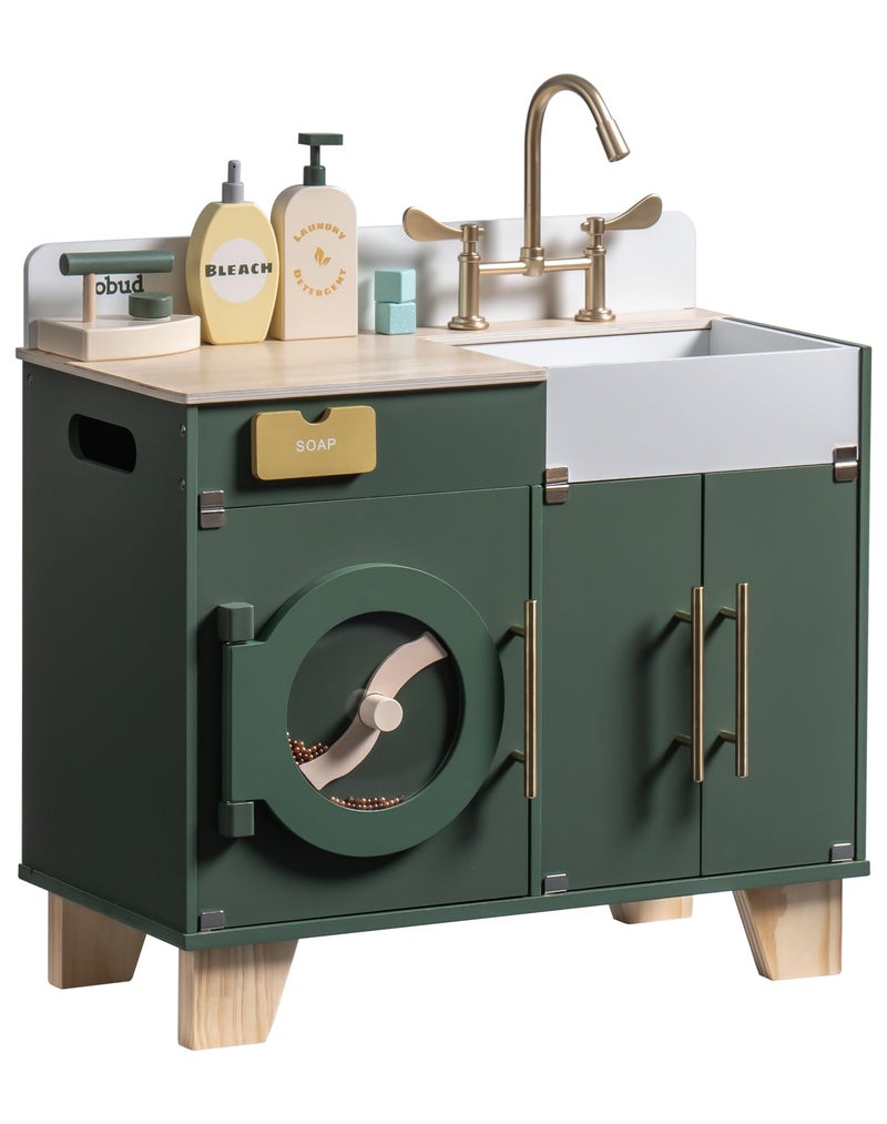 ROBUD Kids Play Kitchen - Wooden Multi-Function Washing Machine for Kids Kitchen Playset - Pretend Toddlers' Kitchen Toy Washer with Accessories - Perfect Baby Gift for Ages 3-8 - Image 1