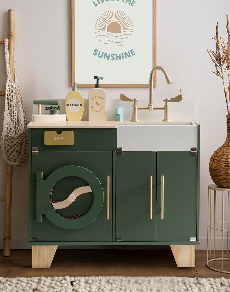 ROBUD Kids Play Kitchen - Wooden Multi-Function Washing Machine for Kids Kitchen Playset - Pretend Toddlers' Kitchen Toy Washer with Accessories - Perfect Baby Gift for Ages 3-8 - Image 2