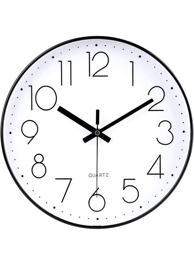 ميكسد ساعة حائط ، بطارية كوارتز صامتة غير موقوتة تعمل بالجودة ، مستديرة سهلة القراءة ، ساعة حائط صامتة ل Bedrrom ، غرفة معيشة ، مطبخ ، مكتب ، ديكور منزل مدرسي (30 سم ، أسود) - Image 1