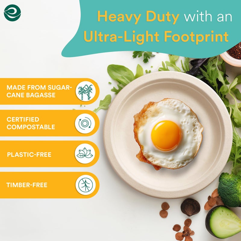 Eco Soul 100% Compostable 6 Inch Small Paper Plates (100-Pack) Disposable Party Heavy Duty  Eco-Friendly  Appetizer  Dessert  Wedding Plates I Biodegradable Unbleached Sugarcane Eco Plates - Image 3