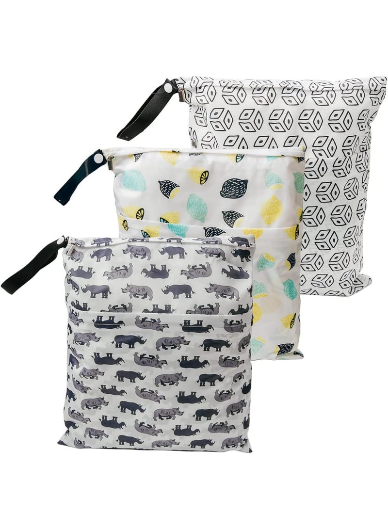 SOLARAE حقيبة مبللة مقاومة للماء، حقيبة حفاضات مبللة وجافة للأطفال، 3 قطع حقيبة مبللة قابلة لإعادة الاستخدام مع جيبين، لحقيبة أجزاء مضخة الثدي، حقائب سباحة مقاومة للماء للسباحة - Image 1