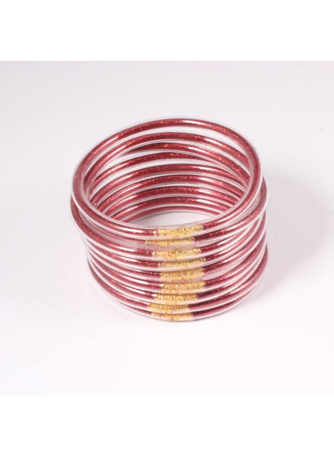 Pvc Silicone Tube Gold Powder Bracelet Jelly Bangles Bracelet 9 Pieces In A Group 