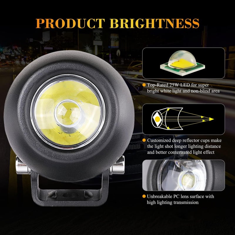 Niking Auto 2Pcs 2.7 Inch 50W LED Driving Lights - Round LED Work Light Pods for Off-Road Vehicles - Image 4