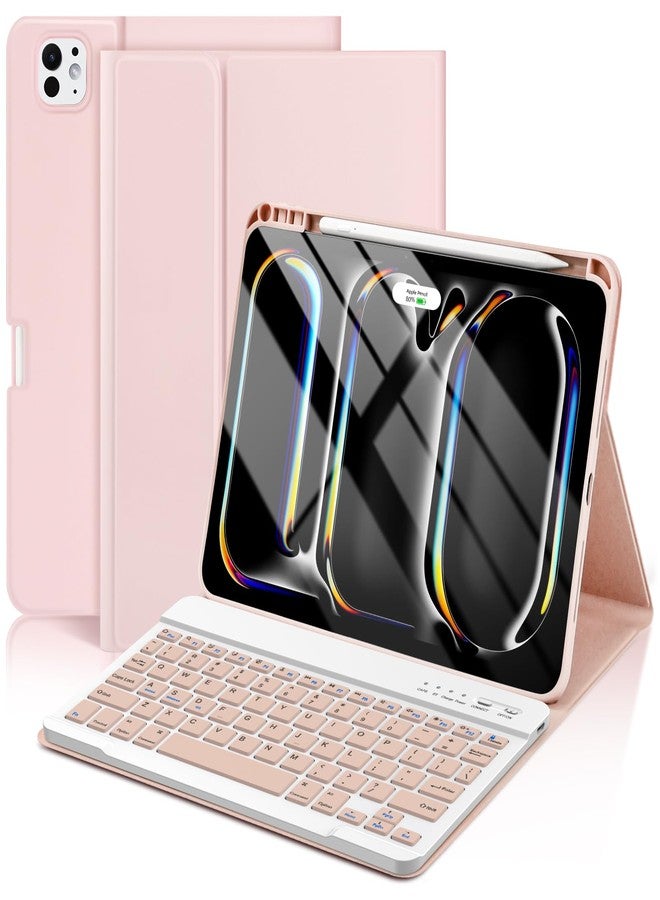 KBCASE Keyboard Case for iPad Pro 11-inch (M4) 2024, Detachable Bluetooth Keyboard Case with Pencil Holder for iPad Pro 11 inch 2024 (Pink) - Image 1