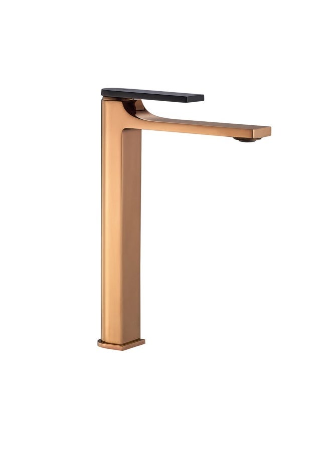 DANUBE HOME Milano Mila Art Basin Mixer Rose Gold W/Handle Matt Black - Image 1