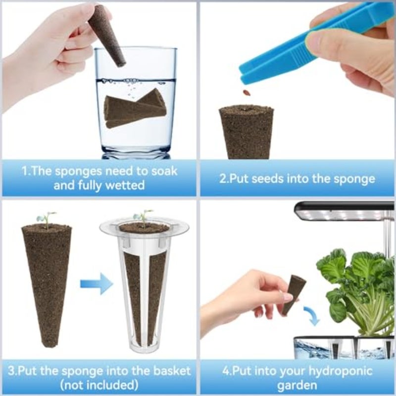 100 PCS Hydroponics Grow Sponges Seed Pods Replacement Root Growth Sponges for AeroGarden Seedling Starter Sponges Kit Refill Indoor Hydroponic Garden System Grow Sponge - Image 5