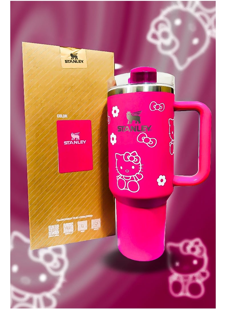 Stanley x Hello Kitty 40oz Tumbler – Limited Edition Stainless Steel Travel Mug with Reusable Straw | BPA-Free, Eco-Friendly & Dishwasher Safe | Leakproof FlowState™ Lid | Double Wall Insulation Keeps Beverages Hot for 16 Hours & Cold for 24 Hours | Slim Base Fits Car Cup Holders | Durable Ergonomic Handle for Travel & Everyday Use