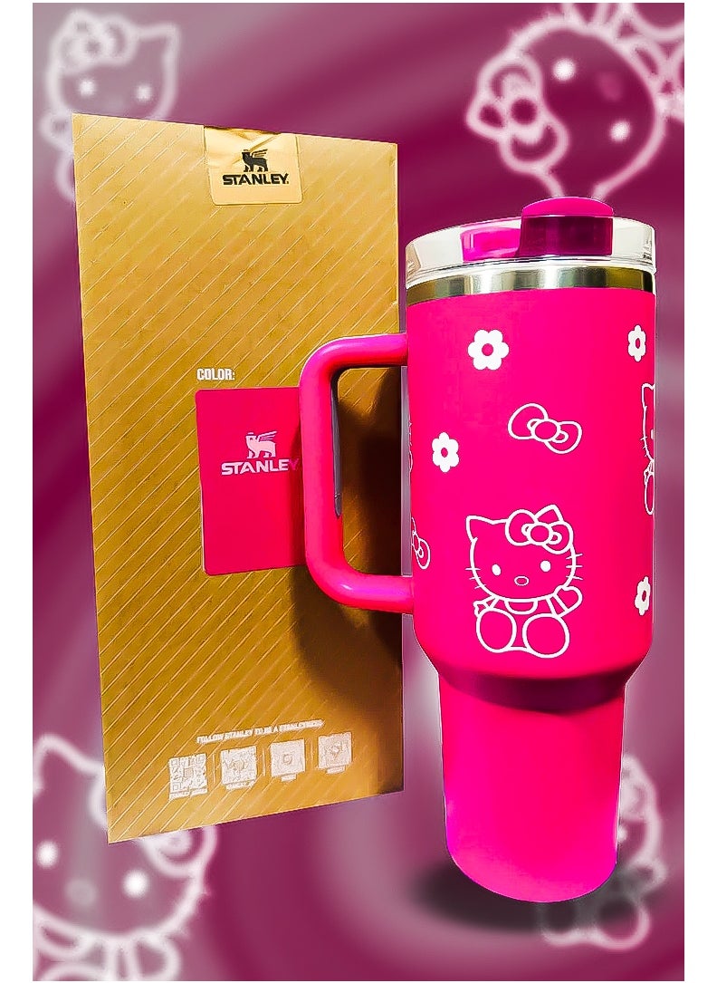 Stanley x Hello Kitty 40oz Tumbler – Limited Edition Stainless Steel Travel Mug with Reusable Straw | BPA-Free, Eco-Friendly & Dishwasher Safe | Leakproof FlowState™ Lid | Double Wall Insulation Keeps Beverages Hot for 16 Hours & Cold for 24 Hours | Slim Base Fits Car Cup Holders | Durable Ergonomic Handle for Travel & Everyday Use