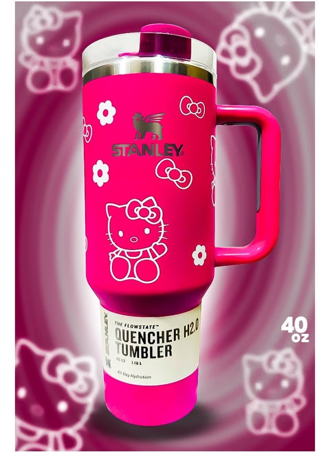 Stanley x Hello Kitty 40oz Tumbler – Limited Edition Stainless Steel Travel Mug with Reusable Straw | BPA-Free, Eco-Friendly & Dishwasher Safe | Leakproof FlowState™ Lid | Double Wall Insulation Keeps Beverages Hot for 16 Hours & Cold for 24 Hours | Slim Base Fits Car Cup Holders | Durable Ergonomic Handle for Travel & Everyday Use