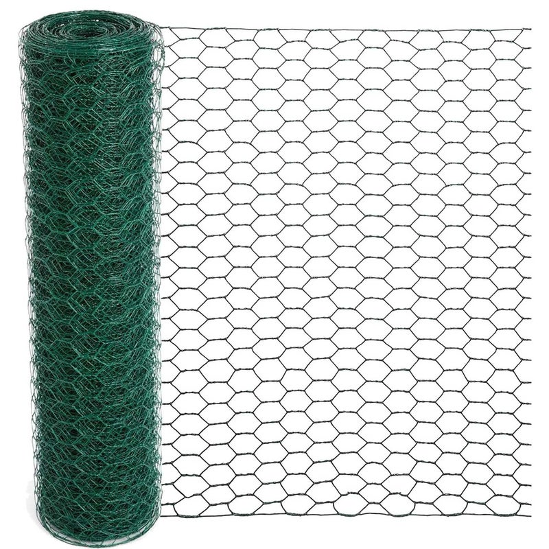 Mklsit Chicken Wire for Floral Arrangements, 15.7 x 157 Inches Green Mesh, 0.6 Inch Hexagonal Galvanized PVC Coated Netting Fence for Crafts, Poultry, Garden - Image 1