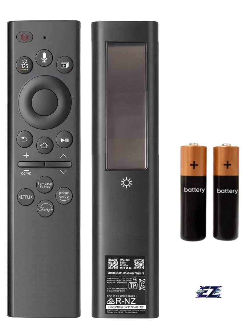 ELTRAZONE BN59-01385A Solar Voice Replacement Remote Control for Samsung TV – Rechargeable Solar Cell Power for 2021-2023 Neo QLED, The Frame, and Crystal 4K/8K UHD Smart TVs – Includes Battery - Image 1