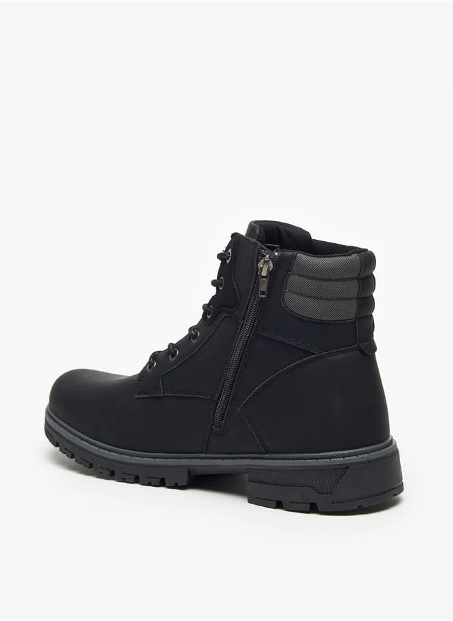 لي كوبر Mens Logo Detail Chukka Boots with Zip Closure