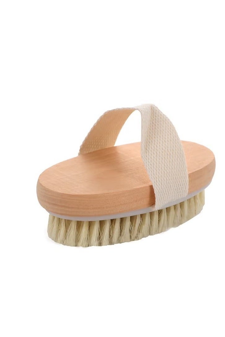 فرشاة الجسم الجافة، فرشاة استحمام بشعيرات طبيعية، فرشاة تقشير الجسم، فرشاة تقشير الجسم للبشرة الجافة للتقشير والتدليك وتحسين الدورة الدموية والسيلوليت والاستحمام - Image 1