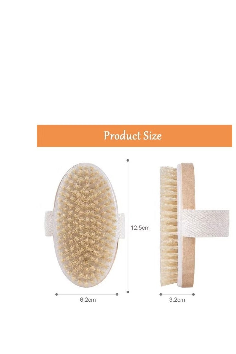 فرشاة الجسم الجافة، فرشاة استحمام بشعيرات طبيعية، فرشاة تقشير الجسم، فرشاة تقشير الجسم للبشرة الجافة للتقشير والتدليك وتحسين الدورة الدموية والسيلوليت والاستحمام - Image 4