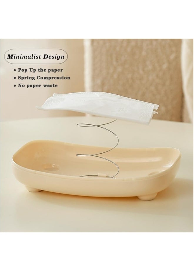Minimalists Tissue Box Cover Square Napkin Organizer With Rabbit Spring Loaded Decorative Tissue Box Holder Tabletop Multi Functional Tissue Holder Dispenser Kitchen Organization Accessory Paper Towel