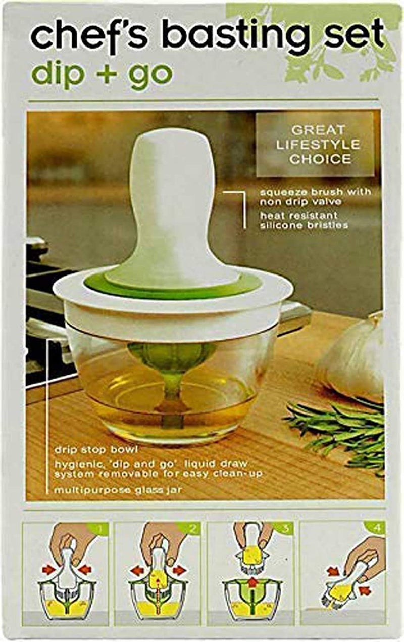Perfect Pricee Kitchen Silicone Oil Brush BBQ Chefs Basting Set Oil Bottle for Kitchen Silicone Cooking Brush 1485 oz ML Color White Green - Image 2