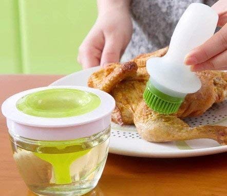 Perfect Pricee Kitchen Silicone Oil Brush BBQ Chefs Basting Set Oil Bottle for Kitchen Silicone Cooking Brush 1485 oz ML Color White Green - Image 3