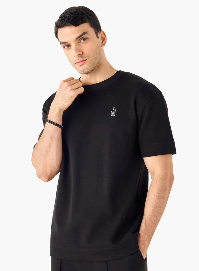 Emperor Applique Detail Crew Neck T-shirt with Short Sleeves