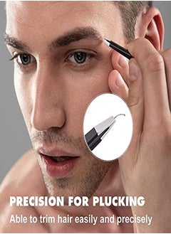Mabox Professional Tweezer Set With Case - 4 Pieces Slanted And Pointed Stainless Steel Tweezer Set, Precision Slant Tweezers For Eyebrows, Facial Hair, Ingrown Hair, Splinter And Blackhead (Black)  - Image 4