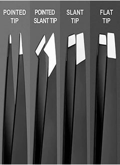 Mabox Professional Tweezer Set With Case - 4 Pieces Slanted And Pointed Stainless Steel Tweezer Set, Precision Slant Tweezers For Eyebrows, Facial Hair, Ingrown Hair, Splinter And Blackhead (Black)  - Image 5