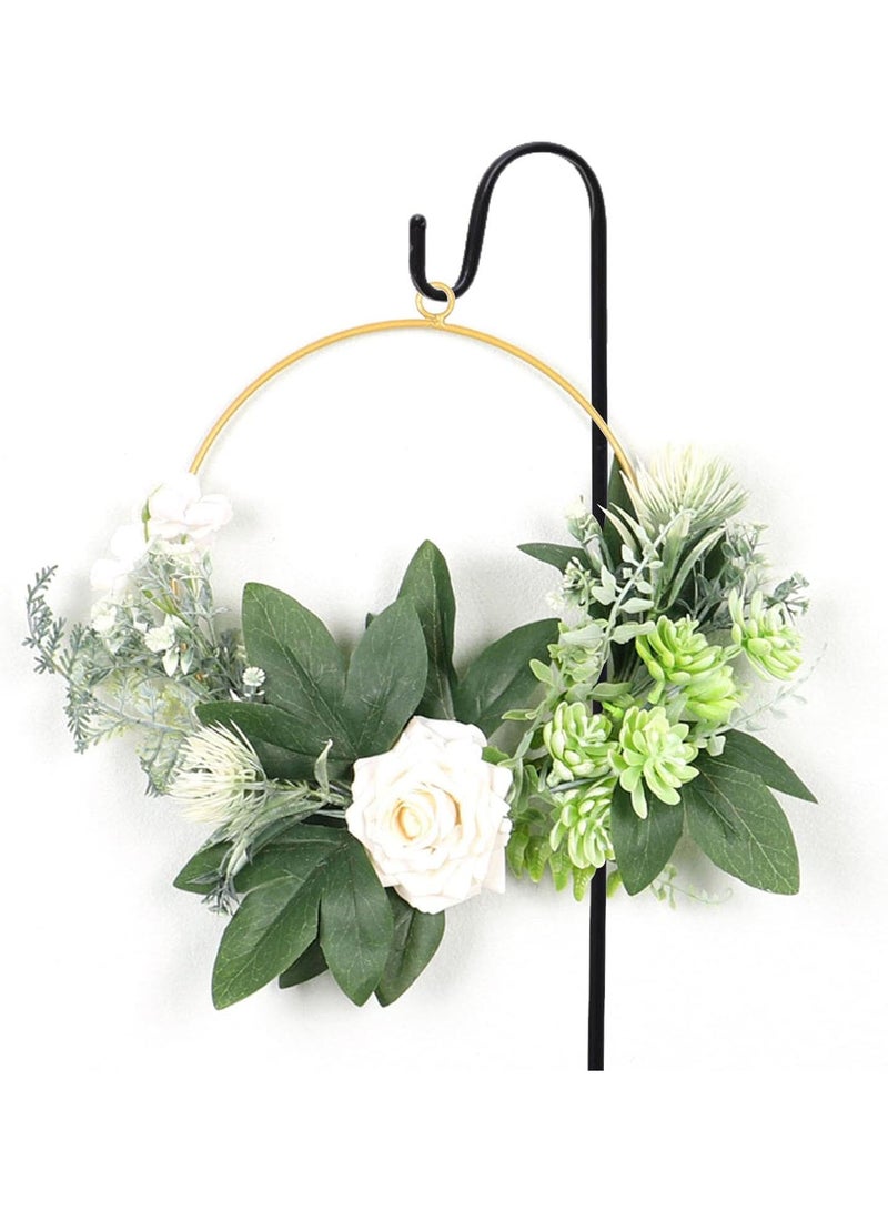 GGOOT Small Greenery Wreath - Floral Hoop Wreath For Front Door,Succulents Hanging Garland For Wedding Backdrop Wall Front Door Hanging Wall Home Nursery Decor  - Image 1