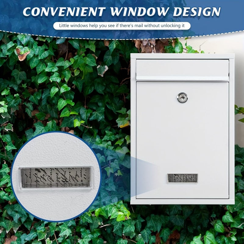 Modern Retro High Grey Mail Guard Delivery Box Metal Moisture Proof Key Lock - Image 3