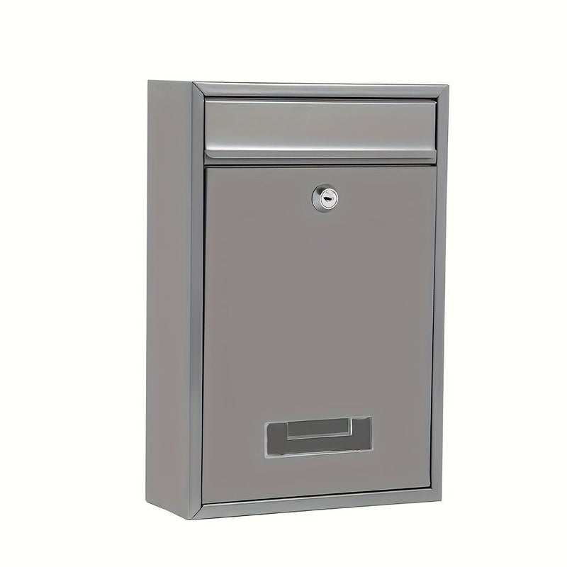 Modern Retro High Grey Mail Guard Delivery Box Metal Moisture Proof Key Lock - Image 1