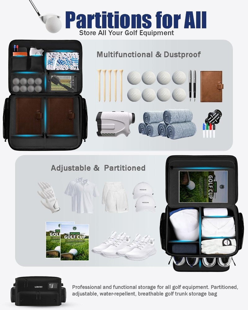 LOINTET Golf Trunk Organizer - Waterproof Car Golf Locker with Ventilated Compartment for 2 Pairs of Shoes - Image 2