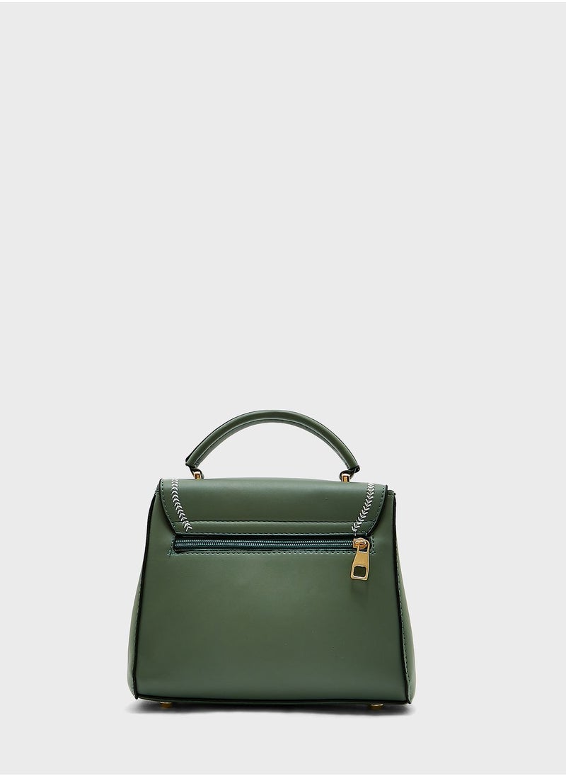 ELLA - Stitch Chain Detail Satchel Bag - Image 1