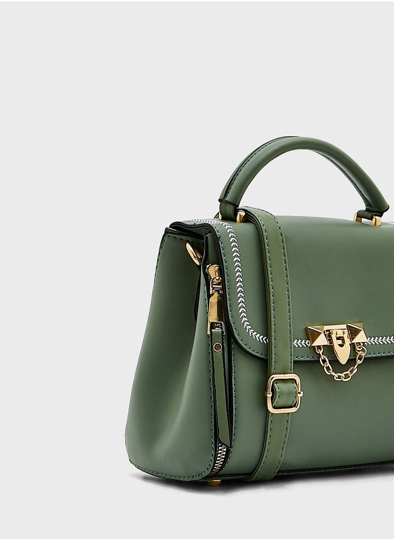ELLA - Stitch Chain Detail Satchel Bag - Image 1