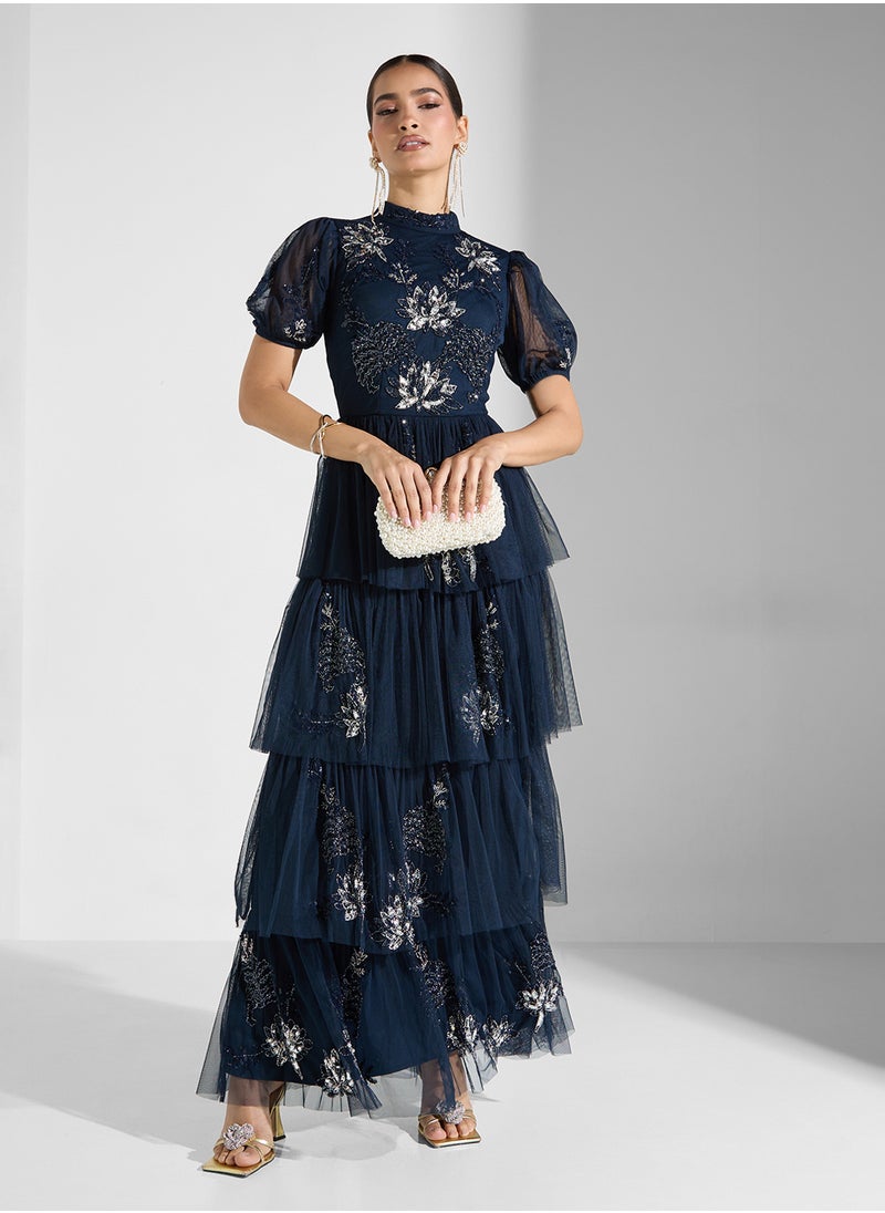 Maya Embellished Tiered Maxi Dress  - Image 4