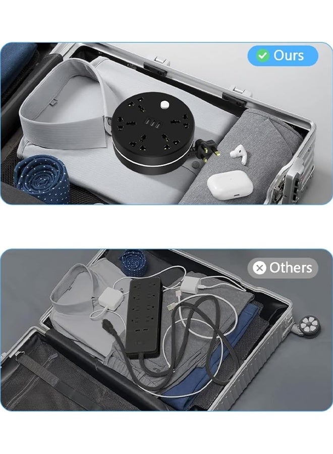 أهاكاك شريط طاقة، سلك تمديد عالمي بخمسة منافذ طاقة و3 منافذ USB، بطول مترين، شريط طاقة بخمسة منافذ مع منفذ شحن USB - Image 4