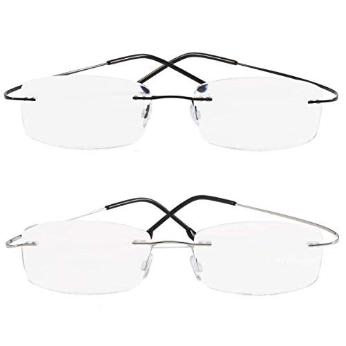 Viseng Set of 2 Rimless reading glasses titanium metal ultra light Readers of Men Women +1.75 - Image 2