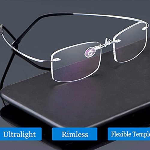 Viseng Set of 2 Rimless reading glasses titanium metal ultra light Readers of Men Women +1.75 - Image 3