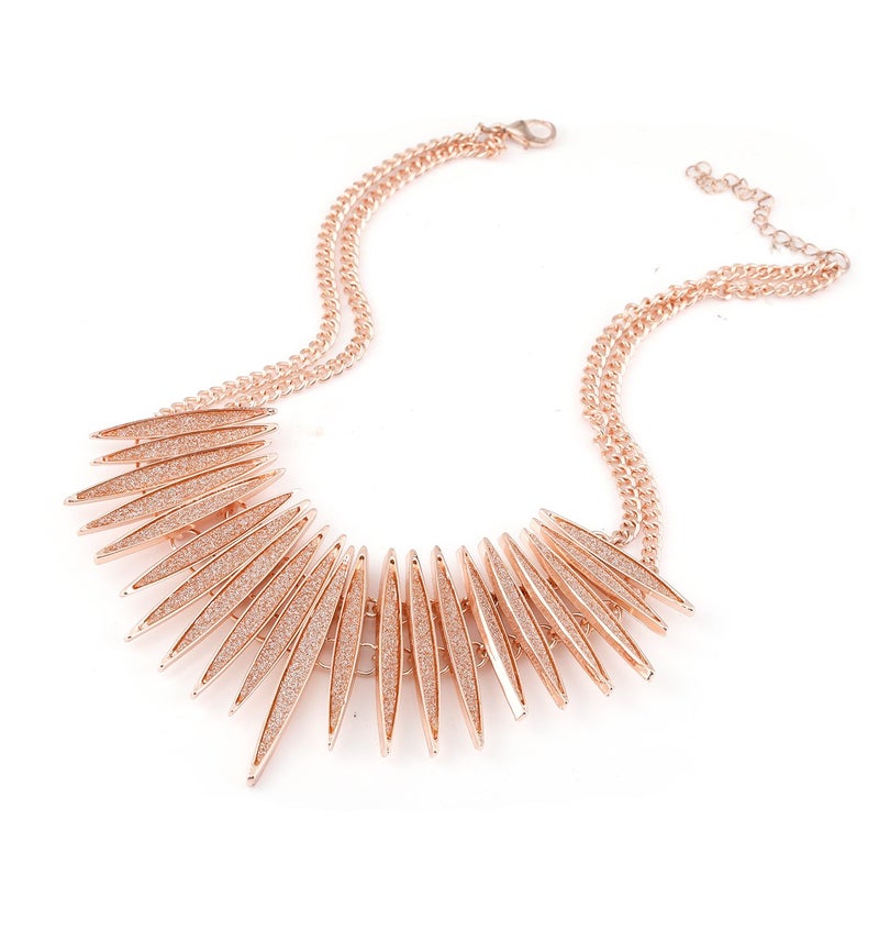 MOLOCH Sparkling Druzy Leaf Choker Necklace Fashion Rose Gold-Tone Collar Necklace Bib Statement Chunky Tribal Necklace Woman Jewelry (rose gold) - Image 1