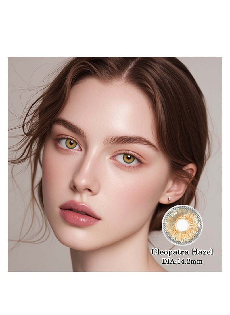 KSSEYE Yearly  Cleopatra Hazel Colored Unisex Cosmetic Contact Lenses, Enlargement Collection With case 