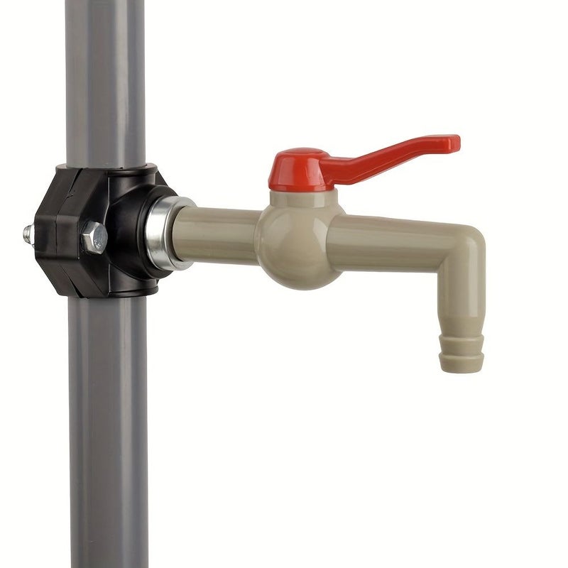 صمام كروي لأنبوب OD 32 مم، مقسم من PVC / CPVC / PE مع موصل سريع، صمام كروي بزاوية 90 درجة، تركيبات سباكة، وصلة ثلاثية الاتجاه، مشبك خرطوم على صمام تصريف السرج، للسباكة والري والعشب وحمام السباحة - Image 4