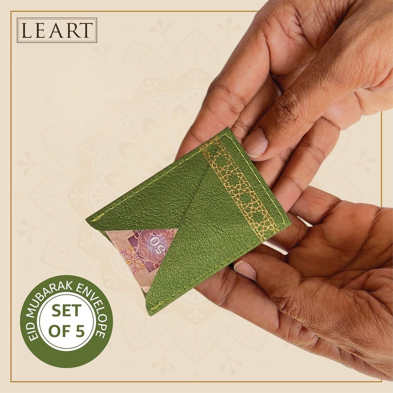 LeArt Leather Eid Envelopes, Eid Mubarak Envelopes Eidiya Envelopes Eid Decorations Eid Envelopes For Kids (Green) - Image 5