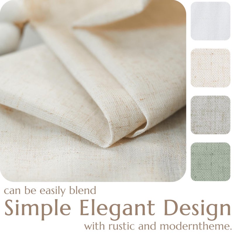 jinchan Linen Textured Tier Curtains 24 Inch for Kitchen Windows Country Farmhouse Cafe Small Curtain Rustic Light Filtering Half Curtains for Living Room Laundry Bathroom Rod Pocket 2 Panels Crude - Image 4