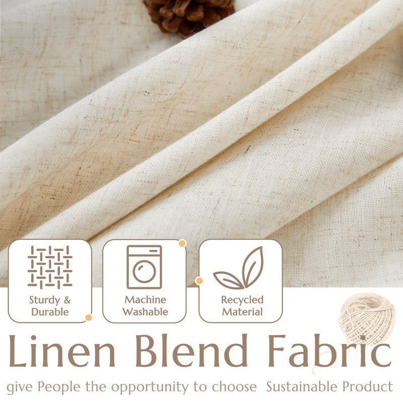 jinchan Linen Textured Tier Curtains 24 Inch for Kitchen Windows Country Farmhouse Cafe Small Curtain Rustic Light Filtering Half Curtains for Living Room Laundry Bathroom Rod Pocket 2 Panels Crude - Image 3
