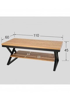 AGD 2-Tier Rectangular Coffee Table with Open Storage Shelf, Modern Small Furniture Table for Living Room Home Office, Wooden Sofa Table Size 110 x 60 x 45 cm Wooden Color  - Image 4