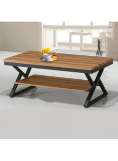 AGD 2-Tier Rectangular Coffee Table with Open Storage Shelf, Modern Small Furniture Table for Living Room Home Office, Wooden Sofa Table Size 110 x 60 x 45 cm Wooden Color  - Image 3