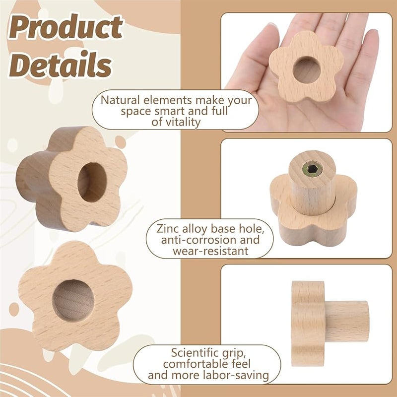 مقابض خزانة خشبية على شكل زهور 38 مم 12 قطعة مقابض درج خزانة الملابس - Image 5
