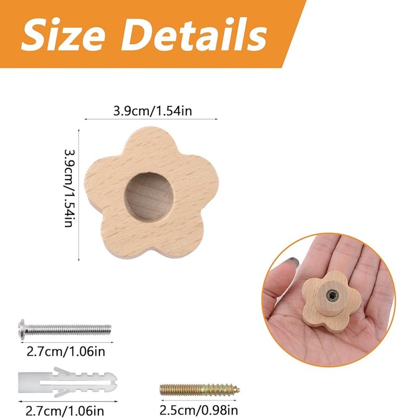 مقابض خزانة خشبية على شكل زهور 38 مم 12 قطعة مقابض درج خزانة الملابس - Image 3