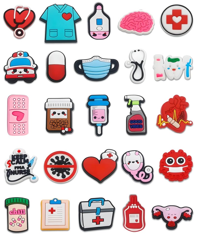 BOWNDY Medical Nurse Decoration Charms,Cute Charm Gift for Toddler Girls Kids Teens Women Adults,PVC Different Charms fit for Clog-Print Shoe Decoration - Image 1