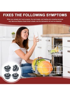 Oasisgalore 4 Pack Dishwasher Lower Rack Wheel Replacement, Fit for Bosch Kenmore & Neff Siemens Dishwashers  - Image 4