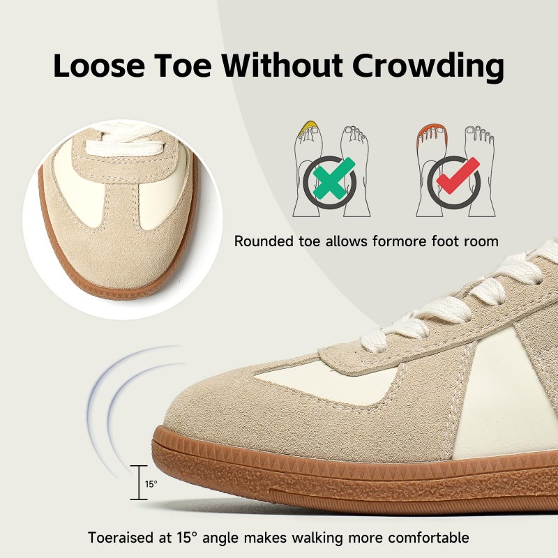 BEAU TODAY Fashion Sneakers Women,Leather Lace Up Platform OG Sneakers,Retro Comfortable Casual Tennis Walking Runnig Trainer Shoes Beige-Brown US 7.5 - Image 5
