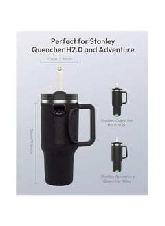 HOOKOR Water Bottle Carrier Bag for Stanley 30/40oz Tumbler with Handle, Water Bottle Holder Pouch with Adjustable Shoulder Strap & Straw Cover for Hiking Travelling Camping (Black)  - Image 2
