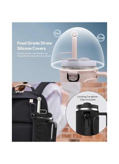 HOOKOR Water Bottle Carrier Bag for Stanley 30/40oz Tumbler with Handle, Water Bottle Holder Pouch with Adjustable Shoulder Strap & Straw Cover for Hiking Travelling Camping (Black)  - Image 4